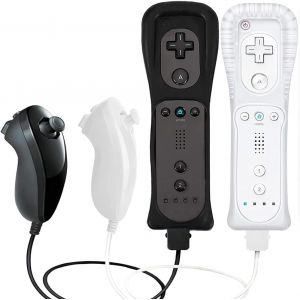 Wii Manette Wii Remote Controller Et Nunchuck Joystick Wii T&eacute;l&eacute;commande De Remplacement Pour Wii Avec &Eacute;tui En Silicone Et Dra[J201] - Neuf