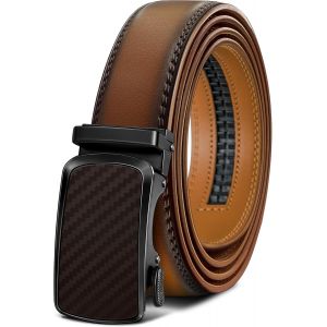 Men's Leather Belt With Automatic Ratchet Buckle,Wide 35 Mm,Adjustable Size.[E1037] - Neuf