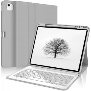 Kalanka-&Eacute;tui Avec Clavier Amovible Pour Ipad Pro 12,9"" 6e G&eacute;n&eacute;ration 2022/5e G&eacute;n&eacute;ration 2021, Disposition Britannique Avec Clavier Amovible Pour Ipad Pro 12,9"" 2020/2018 4e/3e G&eacute;n&eacute;ration, Gris - Neuf
