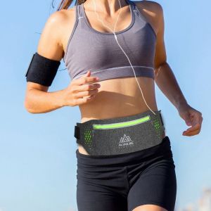 AONIJIE Sac banane multifonction pour sports de plein air, fitness, course a pied, poche pour telephone (gris) - Neuf