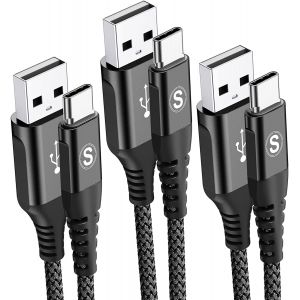 C&acirc;ble USB C [1m2m3m,Lot de 3] C&acirc;ble USB Type C Charge Rapide Nylon C&acirc;ble pour i Phone15 Pro Max,Samsung Galaxy S23/S22/S21,Sony Xperia, Huawei P50/P40,Xiaomi,Google Pixel, LG, etc. - Neuf