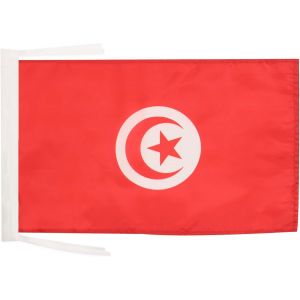 - Drapeau Tunisie - 45x30 cm - Pavillon Tunisien 100% Polyester Avec Deux Cordelettes - 20g - Neuf