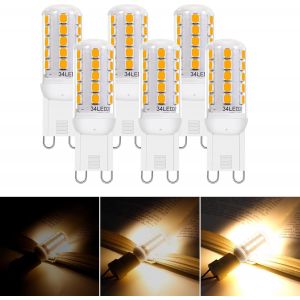 Cheng-Ampoule Led G9 &Agrave; Intensit&eacute; Variable, Ac 230v 3.2w En Remplacement De L'ampoule Halog&egrave;ne G9 30w,Blanc Chaud 3000k Ampoules Led G9 &Agrave; &Eacute;conomie D'&eacute;nergie G9 Petites Ampoules (Lot De 6) - Neuf