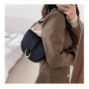 Sac À Main Noir À Bandoulière (Environ 22 X 8 X 17 Cm) Pour Femme, Sacoche À Bandoulière Avec Pompon Décoratif, Fermeture Éclair Et Rabat, Petit Modèle - Neuf