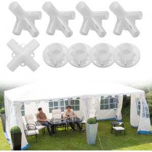 ERYI-5Pcs Connecteur De Tente + 4Pcs Couverture Pièces De Connexion Détachées, Connecteur Central D'Angle Auvent, Pieds D'Angle Pour La Maison, Le Camping, L'Extérieur - Neuf