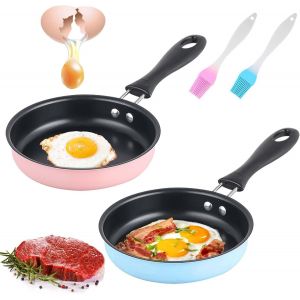 Kalanka-Lot De 2 Mini Poêles À Frire De 12 Cm - Mini Poêle À ?ufs Au Plat - Anti-Adhésive - Résistantes À La Chaleur - Portable - En Acier Inoxydable - Pour Le Camping, La Cuisson, Les ?ufs, Le Bacon - Neuf
