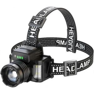 Lampe Frontale, Lampe Frontale Led De Pêche Rechargeable Haute Puissance Avec Perles De Lampe De 30 W Et Capteurs Infrarouges + Lumières Latérales À Trois Sources Pour Le Camping En Plein Air - Neuf