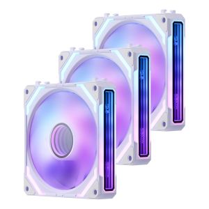 ChenQuanSarl-G 012 Lot De 3 Ventilateurs Inversés De Boîtier Pc De 120 Mm, Connexion En Chaîne, Éclairage Argb 5 V 3 Broches, Ventilateur Pwm À 4 Broches, Pour Refroidissement De Radiateur/Boîtier - Neuf