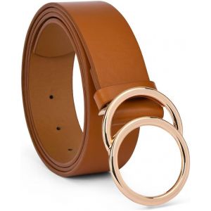 Tianyi-Ceinture Femme, Ceinture Boucle Cuir Pu Femme Avec Double Joint Torique, Large Ceinture En Cuir Pu Boucle Ronde Vintage Pour Femme, Ceinture Femme Pour Jeans Robe Dame - Neuf