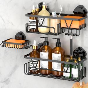 Etagere Douche Ventouse - 3 Pi&egrave;ces Etagere Salle de Bain Inox Etagere Douche Sans Percage Noir Panier Douche Ventouse - Neuf