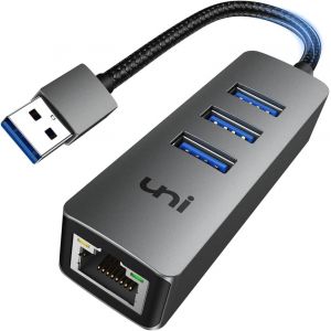 KALANKA-HUB USB Ethernet, Adaptateur USB Ethernet 1000Mbps RJ45 et 5Gbps Ports USB 3.0 [Aluminium, Nylon] pour MacBook, iMac, Mac, XPS, Surface Pro, Linux, Chromebook - Neuf