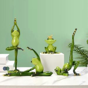 Figurine de grenouille Multicolore Yoga Posture pleine de vitalit&eacute; R&eacute;sine Yoga Grenouille Ornement de jardin avec Couronne f - Neuf