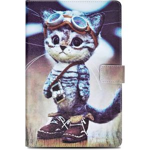 Coque Samsung Tab A6 Housse En Cuir Pu & Tpu Cover Case Étui Housse De Protection Pour Samsung Galaxy Tab A 2016 10.1 Pouces Sm-T580/Sm-T585 - Chat D'aventure - Neuf