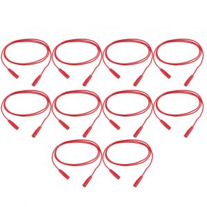 XYONG Kit de 10 rallonges de test electriques 0,44 mm2, fiche banane femelle vers femelle 2 mm, rouge, J.70029 - Neuf