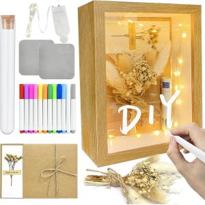 Cadeaux de mariage,Cadeaux de mariage pour les mariés, Emballage cadeau,Cadeau mariage avec coffret en bois,Fleurs séchées,Tube à essai,Luminaires,Stylo,Anniversaire de mariage - Neuf