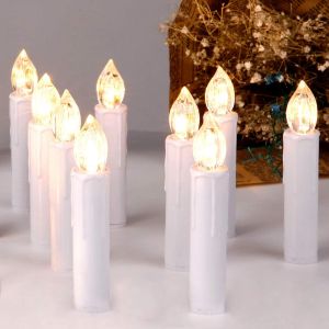 Bougies sans fil et sans flamme, bougie LED pour sapin de Noël avec télécommande et attaches détachables, bougies scintillantes à piles et télécommande pour décoration de Noël intérieure - Neuf