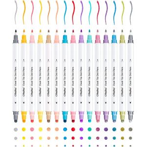 Kalqz-Marqueurs Lavables,15 Couleurs Métalliques À Double Embouts Bingo Daubers,Stylos À Encre À Base D'eau Pour La Journalisation,Le Bricolage,La Mise En Évidence,Le Scrapbooking - Neuf