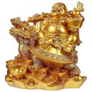 (12.00X12.00X8.50CM-Doré) Bouddha Décoration d'intérieur Bouddha Décor Dragon Tortue Statue de Bouddha Bibliothèque Sculpture - Neuf