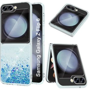 Kal-Coque Glitter Pour Samsung Galaxy Z Flip 6, Housse Tpu Transparente Antichoc, Protection Élégante Et Tendance,Coque Avec Paillettes Diamants Flottants Pour Samsung Galaxy Z Flip 6 - Neuf