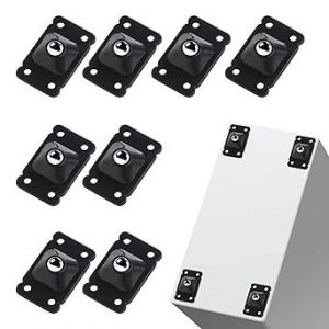 (4 Pcs, Simple, Noir) Mini Auto-Adhésive en Inox Roulettes Pivotantes Universel 360 Degrés de Rotation de l'Adhésif de la Poulie de Roues pour les Appareils de Cuisine, Poubelle - Neuf