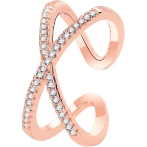 Kahfl-Bague X,Bague Criss Cross Cubic Zirconia Pour Femme Bague Empilable Ouvert Réglable Baguexcross Pour Fiançailles Mariage Bijoux Minimalistes - Neuf