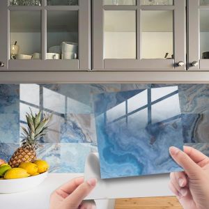 Lot De 20 Autocollants Pour Carrelage Mural Marbr&eacute; - Papier Peint Autocollant - &Eacute;tanche - Pour Cuisine, Armoire, Meubles, Table[APP8808576] - Neuf