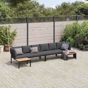 Prolenta Premium - Salon De Jardin 4 Pcs Avec Coussins Noir Aluminium - Neuf