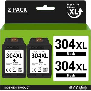 Cartouche Encre 304 XL Noir,304XL Noir Compatibles avec Cartouche HP 304 Noir pour HP Envy 5000 5030 5010 5020 5032 5020 Deskjet 3750 2630 2620 2622 3720 3730 3760 (2 Noir) - Neuf
