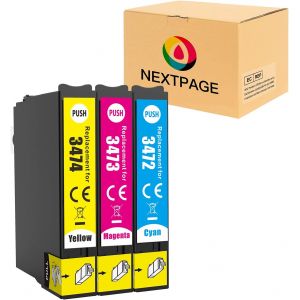 ERYI-Cartouches D'Encre De Rechange 34Xl Couleur Compatibles Avec Les Imprimantes Epson Workforce Pro Wf-3720Dwf Wf-3725Dwf Wf-3720 Wf-3725 Wf3720 Wf3720 Wf3725 (1 Cyan, 1 Magenta, 1 Jaune) - Neuf
