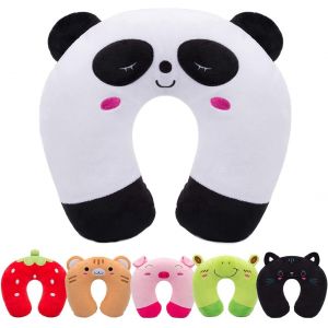 Trahoo-Oreiller De Voyage Enfant, Coussin De Cou Formé En U Coussin De Voyage Ultra-Doux, Confortable Soutien Pour La Tête Et Le Cou, Oreiller De Cou Pour Voiture Avion (Panda) - Neuf