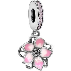 Eryi-Charms Pendentif Argent, Charms Bracelet, Charm Pendentif, Perles Pour Femme, Fleurs Fleurs De Cerisier, Cherry Blossom, Cadeau Femme, Argent 925 Sterling - Neuf