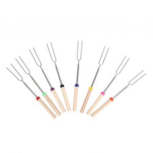 Lot de 8 batonnets telescopiques pour griller les guimauves, brochettes extensibles pour S'mores avec sac en toile pour le camping, les feux de camp, la cuisine en plein air et les reunions de famille. - Neuf