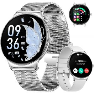 Montre Connectée Femme Avec Appel Bluetooth, 1.43"" Amoled Smartwatch Santé Au Féminin/24h Fréquence Cardiaque/24h Spo2/Suivi Du Sommeil/120+Modes Sportif Podometre,5atm Étanche Pour Android Ios - Neuf