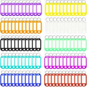 Lot de 110 porte-clés de voyage en plastique avec étiquette d'identification (10 couleurs) - Neuf
