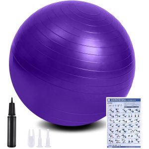 Ballon Fitness,Ballon Yoga Anti-Explosive Ultra-&Eacute;paisse Avec Pompe Pied Gonflable,Balle De Fitness Pour Sport,Yoga,Pilates,Grossesse Et L'accouchement Artificiel-65/55cm.[K888] - Neuf