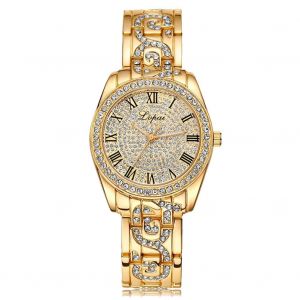 Lvpai &Agrave; La Mode Femmes Femme Analogique Quartz Montre-Bracelet Strass Montre-Bracelet Cadeau (Or) - Neuf