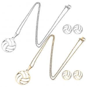 2 Ensembles De Volley-Ball Forme Boucle D'oreille Collier Ornement Cou Pendentif Boucle D'oreille Décorative - Neuf