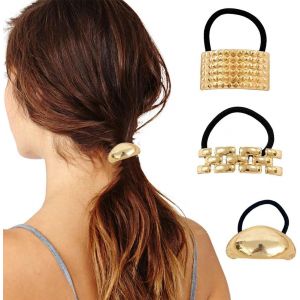 Kalanka-3 Pièces Manchette De Cheveux, Or Bijoux Cheveux, Chouchou Cheveux, Attache Cheveux Femme En Métal, Elastique Cheveux Pour Queue De Cheval Accessoire De Corde De Cheveux(B) - Neuf