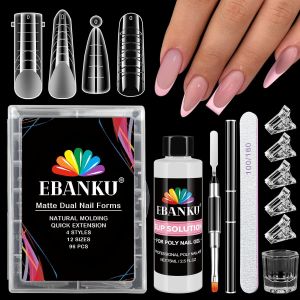 Kal-96pcs Poppit Ongle Kit, Réutilisable Mat Stiletto Amande Capsule Americaine Ongle Gel Faux Ongles Couverture Complète, Pmma Gel Pose Manucure Avec 75ml Slip Solution Clips Polygel Brosse - Neuf