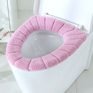 Rose 1 Pièce Ensemble De Housses De Siège De Toilette Pour Salle De Bain - Housse De Siège De Toilette Douce Et Chaude - Coussin Lavable - Neuf