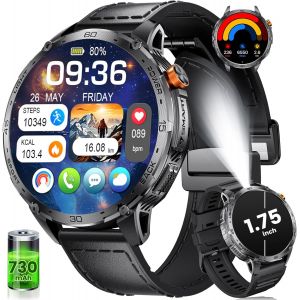 Montre Connect&eacute;e Homme Avec Appels Bluetooth Et &Eacute;cran Hd Amoled 1.75"", Ip68 &Eacute;tanche Et Batterie 730mah Smartwatch Avec 120 Modes Sportifs Suivi De Fitness Pour Android Ios[Z776] - Neuf