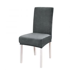 Housse de chaise de salle &agrave; manger lavable en velours gris fonc&eacute; pour prot&eacute;ger et habiller vos chaises avec style - Neuf