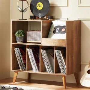 JEXNOVASHOP-Grand support de disque avec rangement, support pour tourne-disque avec &eacute;tag&egrave;re, support de disque vinyle avec surface de pr&eacute;sentation, support pour jusqu'&agrave; 300 albums, &eacute;tag&egrave;re &agrave; disques - Neuf