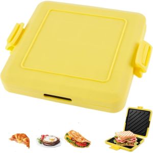 Checarzhn--No1-Machine À Toastie Au Micro-Ondes, Four À Sandwich Grillé Sans Fil En Silicone, Revêtement Anti-Adhésif Et Chauffage Rapide Pour Cuire De Délicieux Sandwichs Croustillants (Jaune) - Neuf