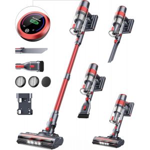 40Kpa/450W Aspirateur Balai Sans Fil, 2025 Aspirateur Sans Fil Puissant Et Silencieux, Batterie Amovible 55Mins, Aspirateur Balai Kcv02 Écran Lcd Pour Parquet, Moquettes, Poils D'Animaux - Neuf