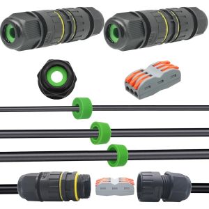 Bo&icirc;te de jonction &eacute;tanche Connecteur de c&acirc;ble ext&eacute;rieur Nouveau connecteur IP68 Coupleur de manchon externe 5mm-14mm (Pack de 2) - Neuf