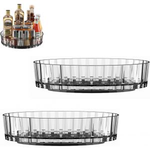 Sjzg-2 Pi&egrave;ces Organisateur De Cuisine, Petit Plateau Tournant En Plastique Sans Bpa Pour Placard, Porte-&Eacute;pices Rotatif Pour Condiments Et &Eacute;pices, Transparent, 21 Cm - Neuf