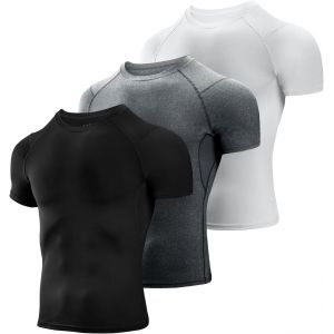 Subzonal-3 Pack Tee Shirt Compression Homme Manches Courtes Tshirt Running Homme Vetement De Fitness Gym Compression Maillot Baselayer Pour Sports Jogging Musculation Gym - Neuf