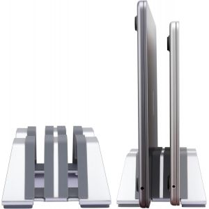 Support Vertical Double Réglable pour Ordinateur Portable-Supporte 2 appareils,Convient à tous les Ordinateurs Portables(10-30mm d'épaisseur)-Largeur réglable,Antidérapante et anti-rayures.[K15] - Neuf