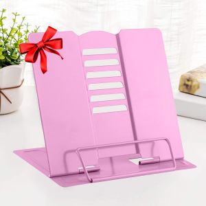Support De Lecture,Porte-Livre Chevalet En Métal Multifonction,Portable Réglable Support Livre En Métal,Pour Livres/Téléphone Portable Porte-Copie Chevalet Pupitre Stand(Rose) - Neuf